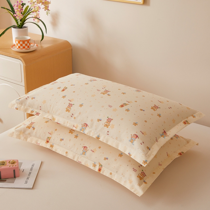 91家纺网 家纺一手货源 找家纺 翎盈家纺 2026新款卡通小清新全棉纯棉枕套成人学生儿童枕头套 梦幻星星