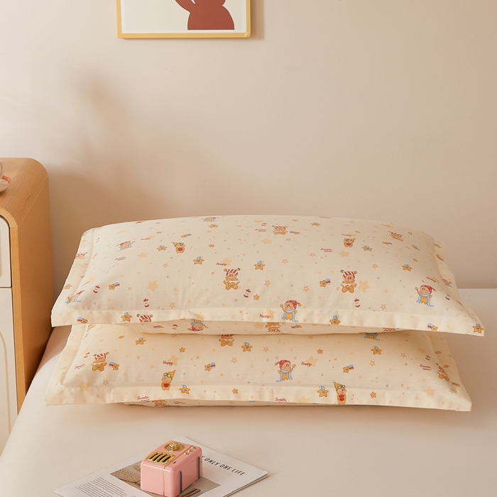 91家纺网 家纺一手货源 找家纺 翎盈家纺 2026新款卡通小清新全棉纯棉枕套成人学生儿童枕头套 梦幻星星