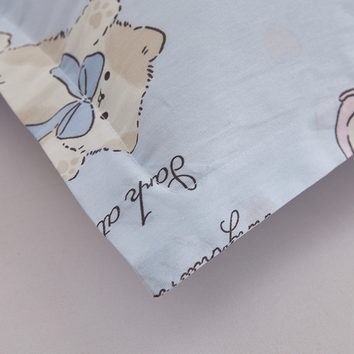 91家纺网 家纺一手货源 找家纺 翎盈家纺 2026新款卡通小清新全棉纯棉枕套成人学生儿童枕头套 奶油阿布-蓝