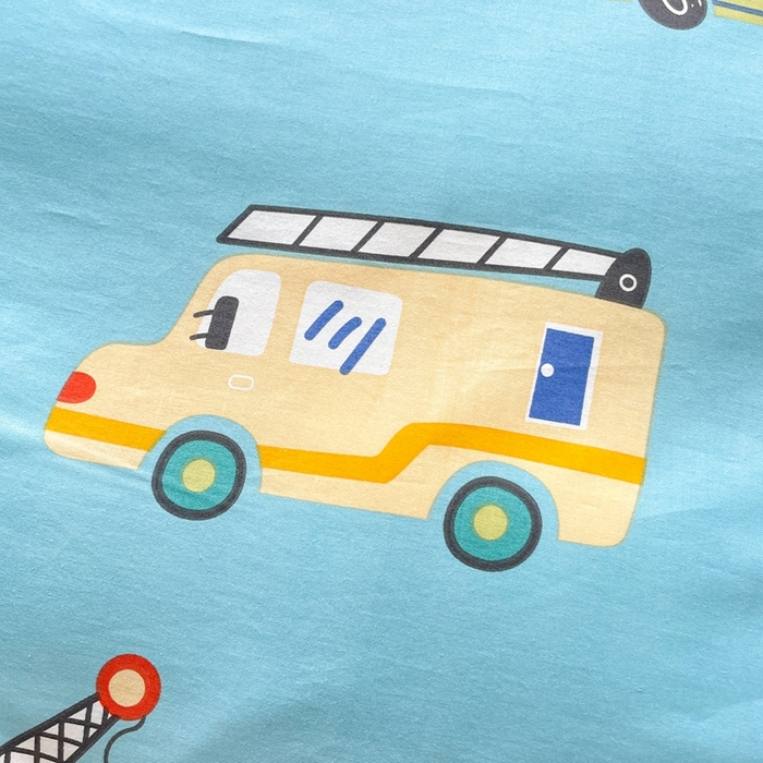 91家纺网 家纺一手货源 找家纺 翎盈家纺 2026新款卡通小清新全棉纯棉枕套成人学生儿童枕头套 汽车小镇