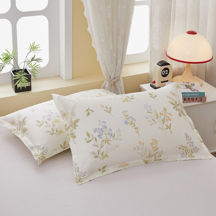 91家纺网 家纺一手货源 找家纺 翎盈家纺 2026新款卡通小清新全棉纯棉枕套成人学生儿童枕头套 沁园春