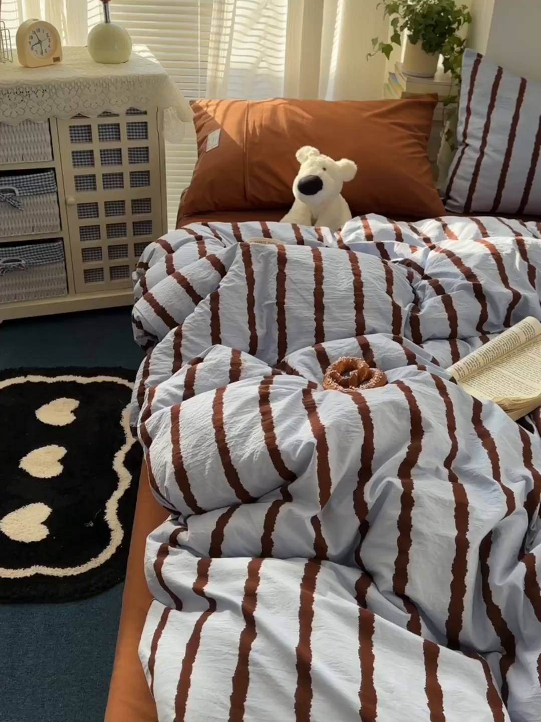 91家纺网 家纺一手货源 找家纺 上尚居 2026新款简约印花古法水洗棉四件套-摩卡 摩卡-蓝