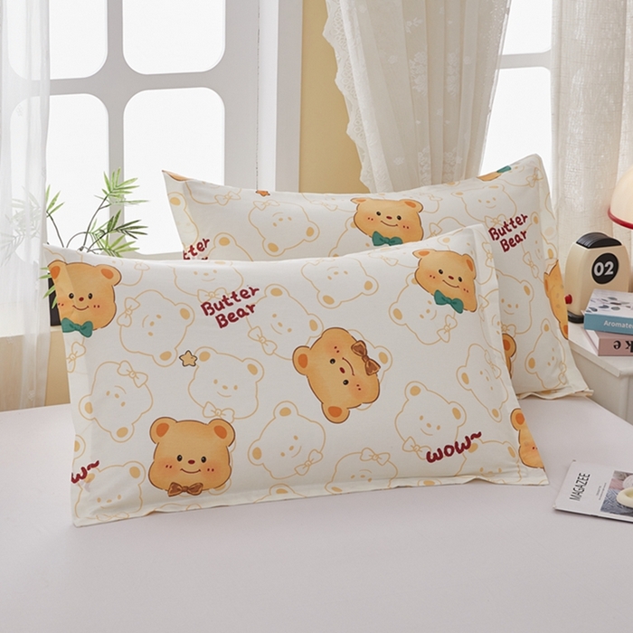 91家纺网 家纺一手货源 找家纺 翎盈家纺 2026新款卡通小清新全棉纯棉枕套成人学生儿童枕头套 瑞迪熊
