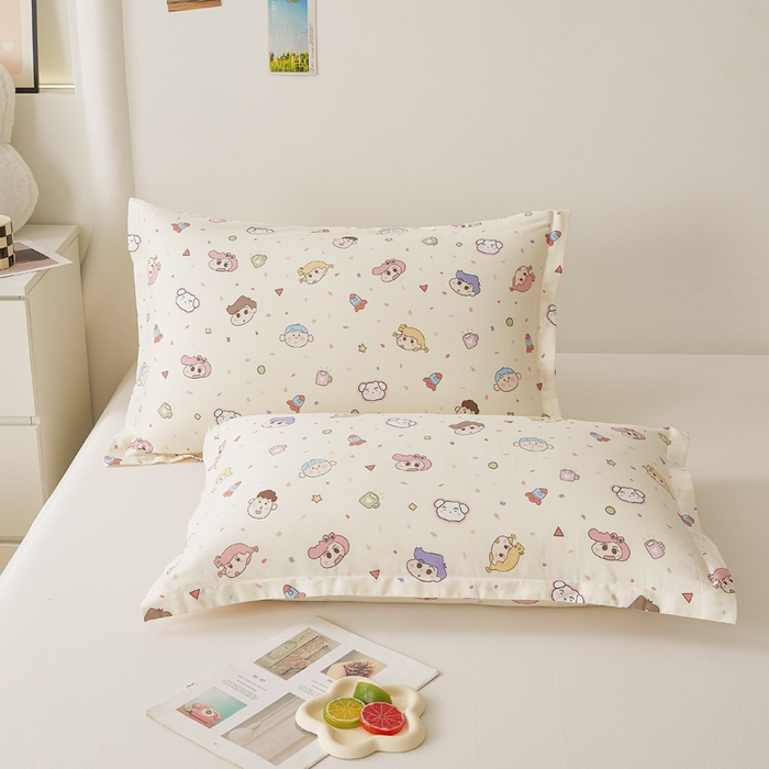 91家纺网 家纺一手货源 找家纺 翎盈家纺 2026新款卡通小清新全棉纯棉枕套成人学生儿童枕头套 糖果幼儿园