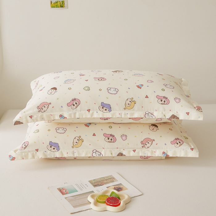 91家纺网 家纺一手货源 找家纺 翎盈家纺 2026新款卡通小清新全棉纯棉枕套成人学生儿童枕头套 糖果幼儿园