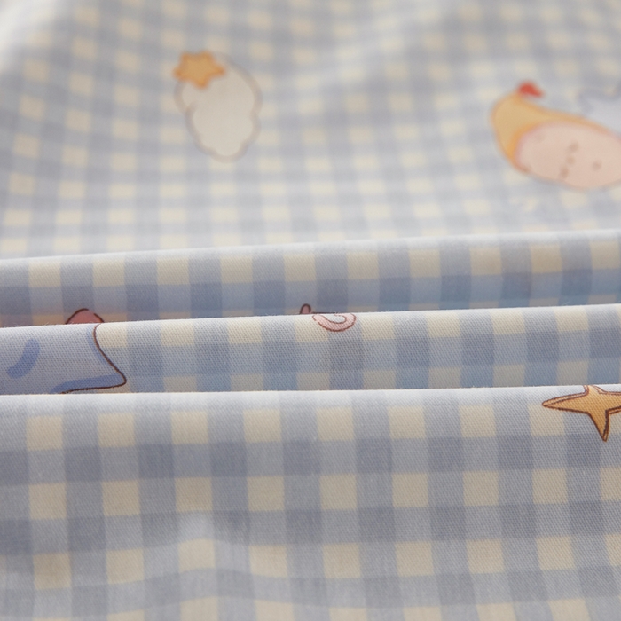 91家纺网 家纺一手货源 找家纺 翎盈家纺 2026新款卡通小清新全棉纯棉枕套成人学生儿童枕头套 甜梦小精灵-蓝