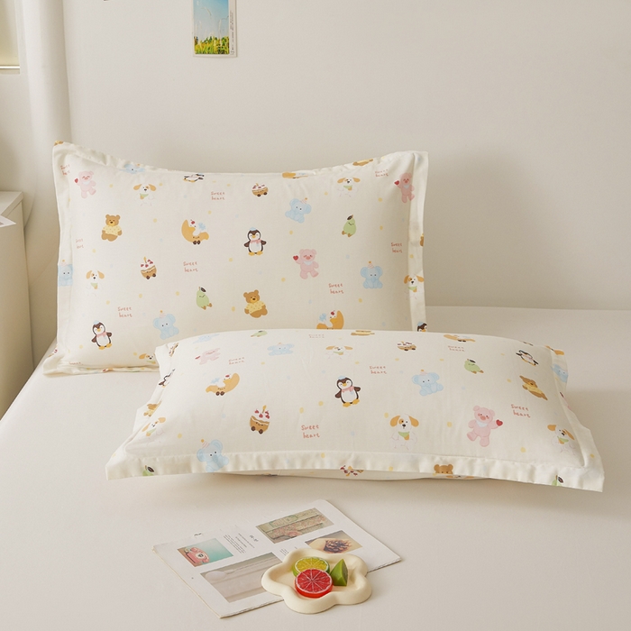 91家纺网 家纺一手货源 找家纺 翎盈家纺 2026新款卡通小清新全棉纯棉枕套成人学生儿童枕头套 甜蜜乐园