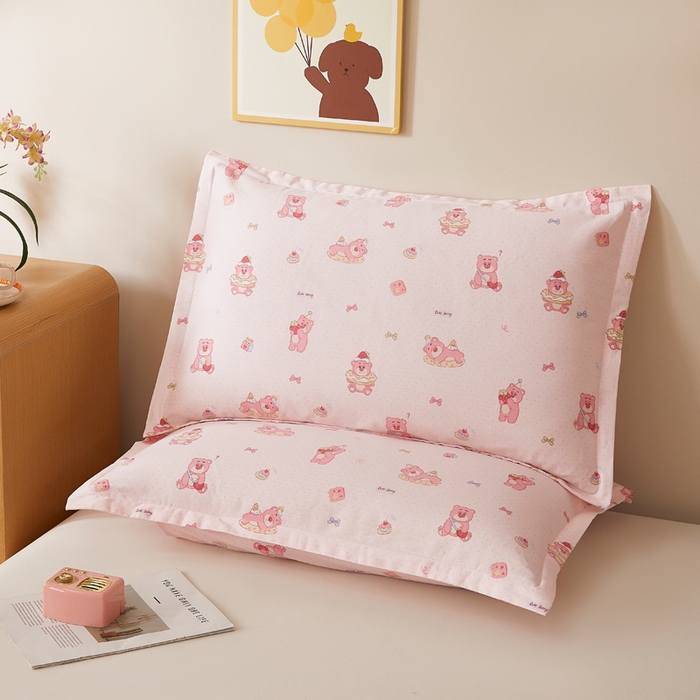 翎盈家纺 2026新款卡通小清新全棉纯棉枕套成人学生儿童枕头套 童话街