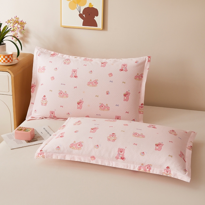 91家纺网 家纺一手货源 找家纺 翎盈家纺 2026新款卡通小清新全棉纯棉枕套成人学生儿童枕头套 童话街