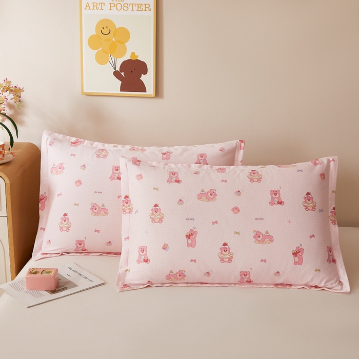 91家纺网 家纺一手货源 找家纺 翎盈家纺 2026新款卡通小清新全棉纯棉枕套成人学生儿童枕头套 童话街