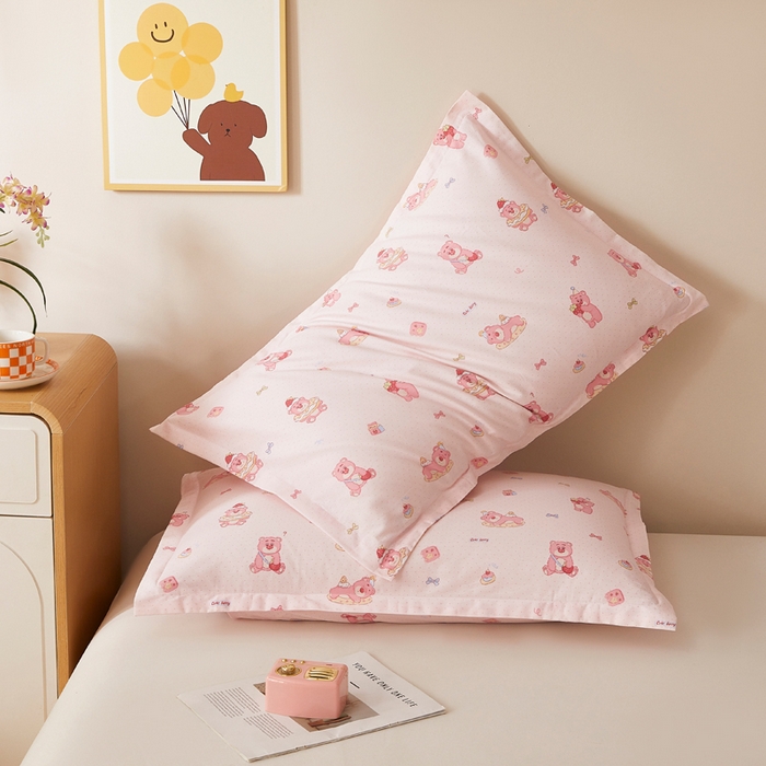 91家纺网 家纺一手货源 找家纺 翎盈家纺 2026新款卡通小清新全棉纯棉枕套成人学生儿童枕头套 童话街