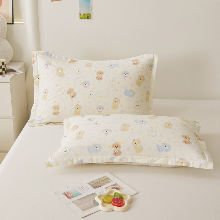 91家纺网 家纺一手货源 找家纺 翎盈家纺 2026新款卡通小清新全棉纯棉枕套成人学生儿童枕头套 童趣绘彩