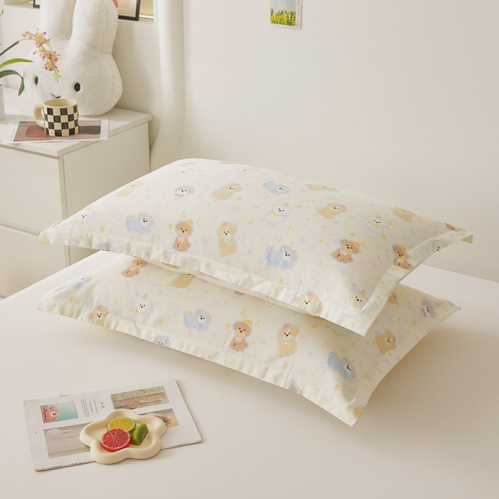 91家纺网 家纺一手货源 找家纺 翎盈家纺 2026新款卡通小清新全棉纯棉枕套成人学生儿童枕头套 童趣绘彩