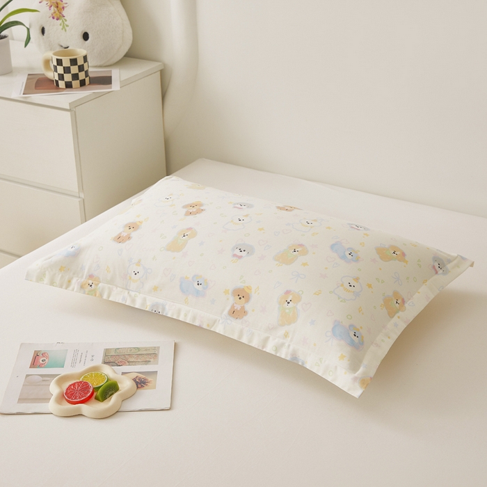 91家纺网 家纺一手货源 找家纺 翎盈家纺 2026新款卡通小清新全棉纯棉枕套成人学生儿童枕头套 童趣绘彩