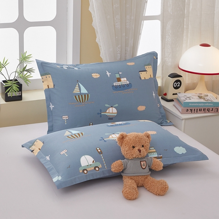 翎盈家纺 2026新款卡通小清新全棉纯棉枕套成人学生儿童枕头套 玩具乐园-兰