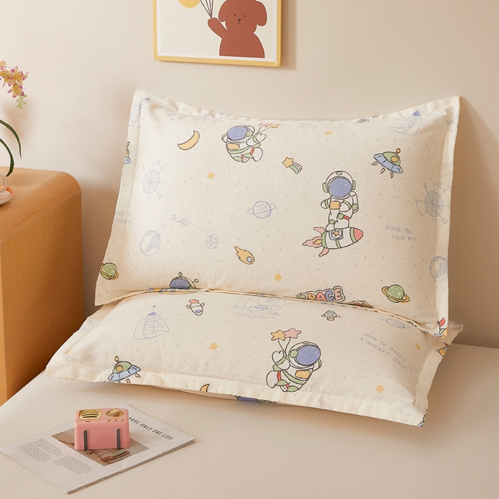 翎盈家纺 2026新款卡通小清新全棉纯棉枕套成人学生儿童枕头套 星际仔仔