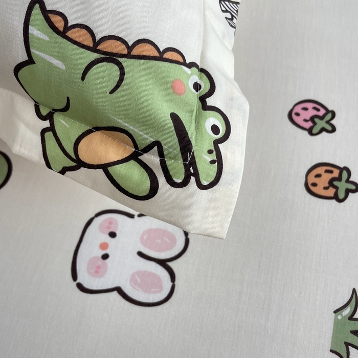 91家纺网 家纺一手货源 找家纺 翎盈家纺 2026新款卡通小清新全棉纯棉枕套成人学生儿童枕头套 野餐派对