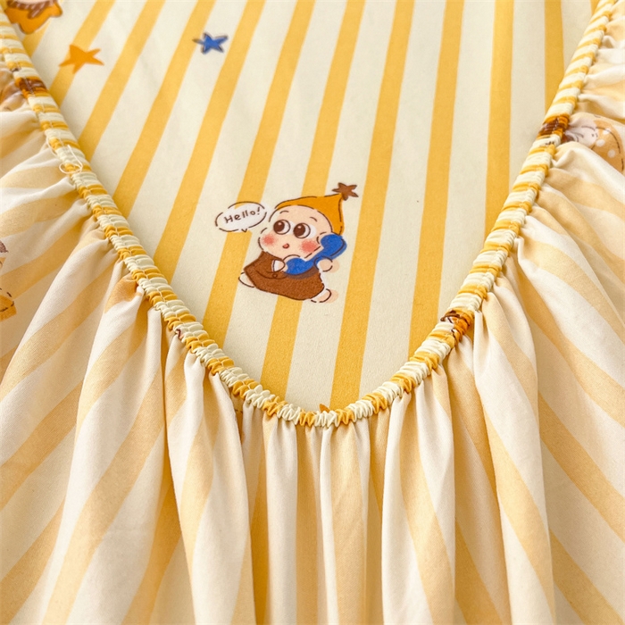 91家纺网 家纺一手货源 找家纺 梦舒羽 2026新款A类云朵棉亲肤四季款床笠席梦思床罩全包床单三件套 小星愿