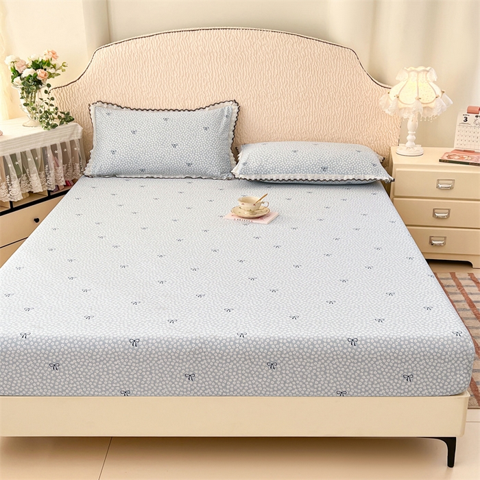 91家纺网 家纺一手货源 找家纺 梦舒羽 2026新款A类云朵棉亲肤四季款床笠席梦思床罩全包床单三件套 花屿轻梦