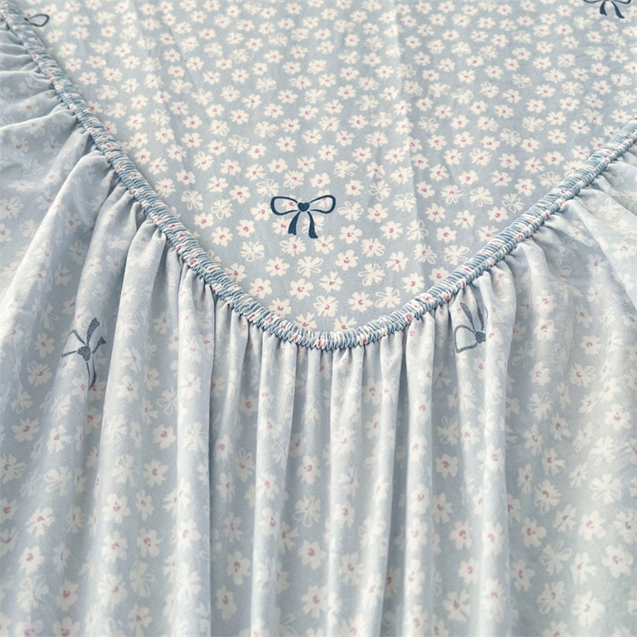 91家纺网 家纺一手货源 找家纺 梦舒羽 2026新款A类云朵棉亲肤四季款床笠席梦思床罩全包床单三件套 花屿轻梦