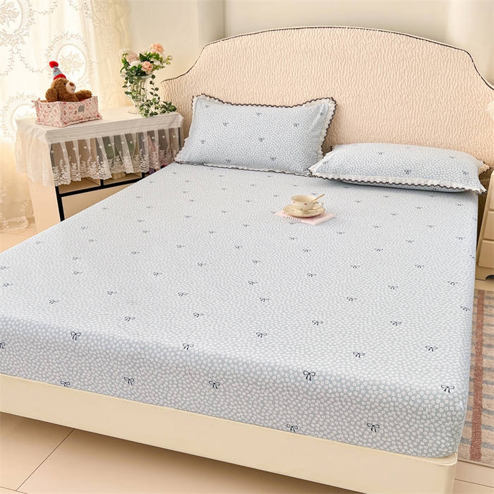 91家纺网 家纺一手货源 找家纺 梦舒羽 2026新款A类云朵棉亲肤四季款床笠席梦思床罩全包床单三件套 花屿轻梦