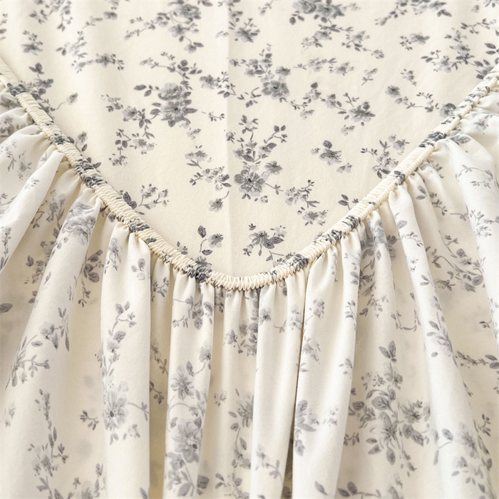 91家纺网 家纺一手货源 找家纺 梦舒羽 2026新款A类云朵棉亲肤四季款床笠席梦思床罩全包床单三件套 兰亭序-灰