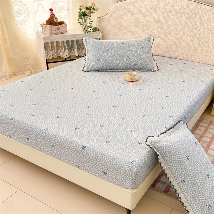 91家纺网 家纺一手货源 找家纺 梦舒羽 2026新款A类云朵棉亲肤四季款床笠席梦思床罩全包床单三件套 花屿轻梦