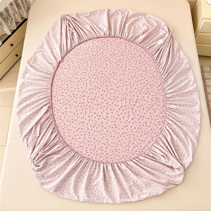 91家纺网 家纺一手货源 找家纺 梦舒羽 2026新款A类云朵棉亲肤四季款床笠席梦思床罩全包床单三件套 爱丽丝-粉