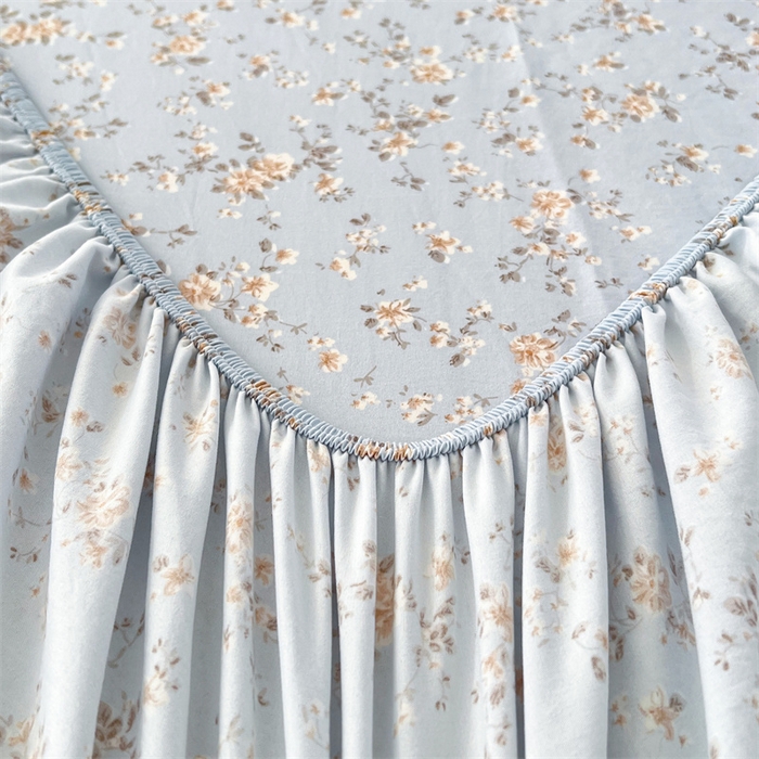 91家纺网 家纺一手货源 找家纺 梦舒羽 2026新款A类云朵棉亲肤四季款床笠席梦思床罩全包床单三件套 兰亭序-蓝