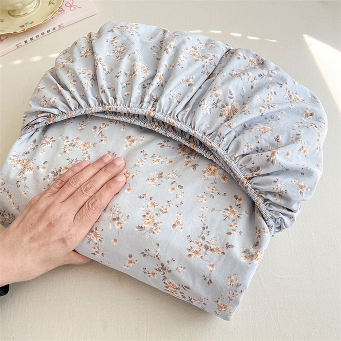 91家纺网 家纺一手货源 找家纺 梦舒羽 2026新款A类云朵棉亲肤四季款床笠席梦思床罩全包床单三件套 兰亭序-蓝