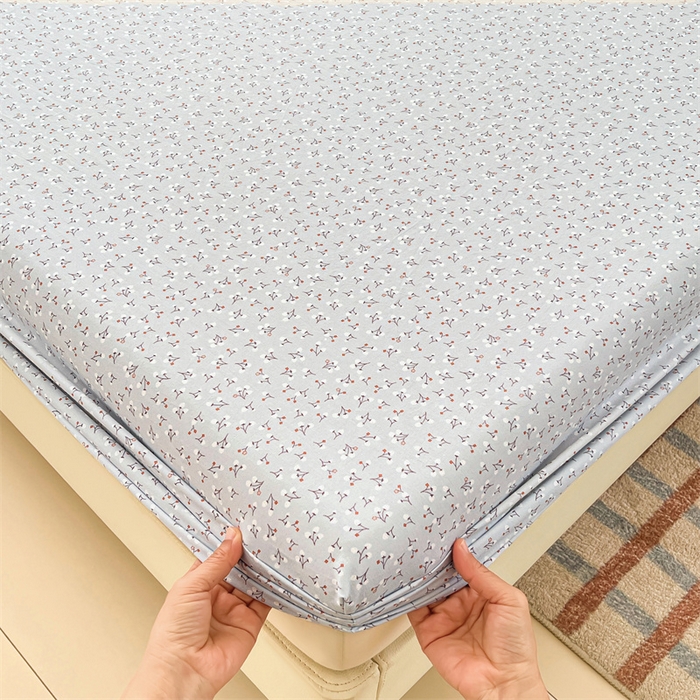 91家纺网 家纺一手货源 找家纺 梦舒羽 2026新款A类云朵棉亲肤四季款床笠席梦思床罩全包床单三件套 满天星-蓝