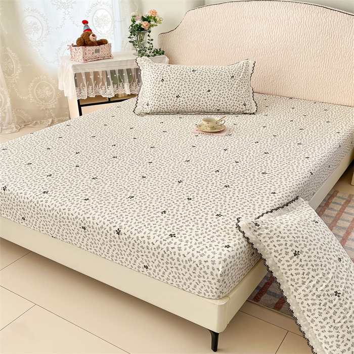 91家纺网 家纺一手货源 找家纺 梦舒羽 2026新款A类云朵棉亲肤四季款床笠席梦思床罩全包床单三件套 花无意