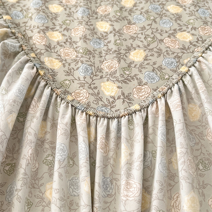 91家纺网 家纺一手货源 找家纺 梦舒羽 2026新款A类云朵棉亲肤四季款床笠席梦思床罩全包床单三件套 海棠花开