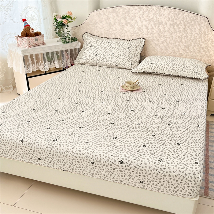 91家纺网 家纺一手货源 找家纺 梦舒羽 2026新款A类云朵棉亲肤四季款床笠席梦思床罩全包床单三件套 花无意