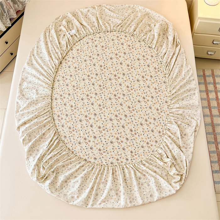 91家纺网 家纺一手货源 找家纺 梦舒羽 2026新款A类云朵棉亲肤四季款床笠席梦思床罩全包床单三件套 花蔓清风