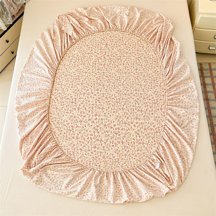 91家纺网 家纺一手货源 找家纺 梦舒羽 2026新款A类云朵棉亲肤四季款床笠席梦思床罩全包床单三件套 芊芊花海