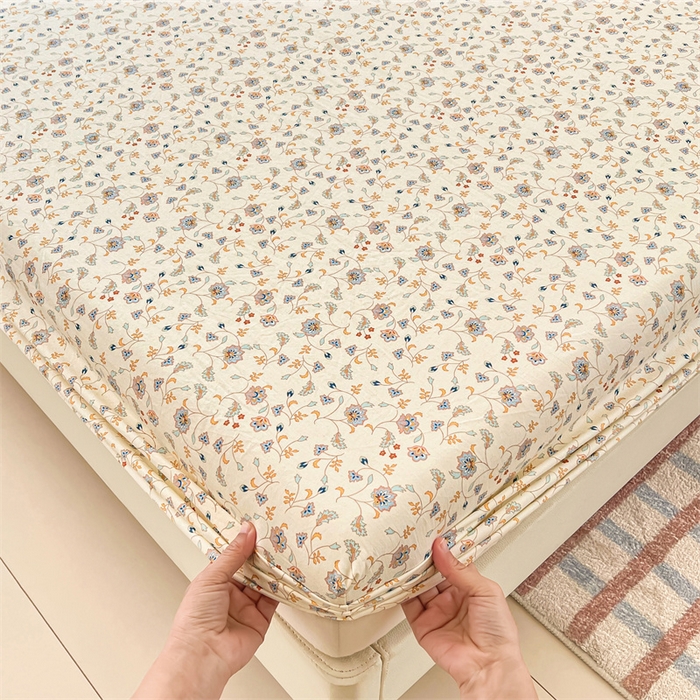 91家纺网 家纺一手货源 找家纺 梦舒羽 2026新款A类云朵棉亲肤四季款床笠席梦思床罩全包床单三件套 花蔓清风