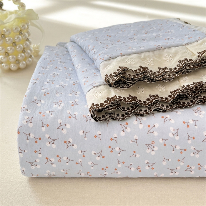 梦舒羽 2026新款A类云朵棉床单亲肤四季款席梦思床罩全包床单三件套 满天星-蓝