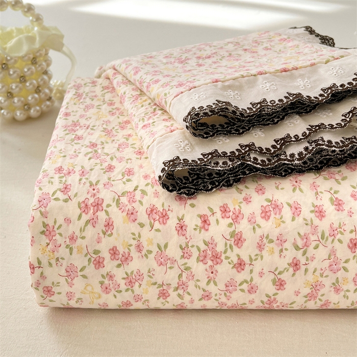 梦舒羽 2026新款A类云朵棉床单亲肤四季款席梦思床罩全包床单三件套 芊芊花海