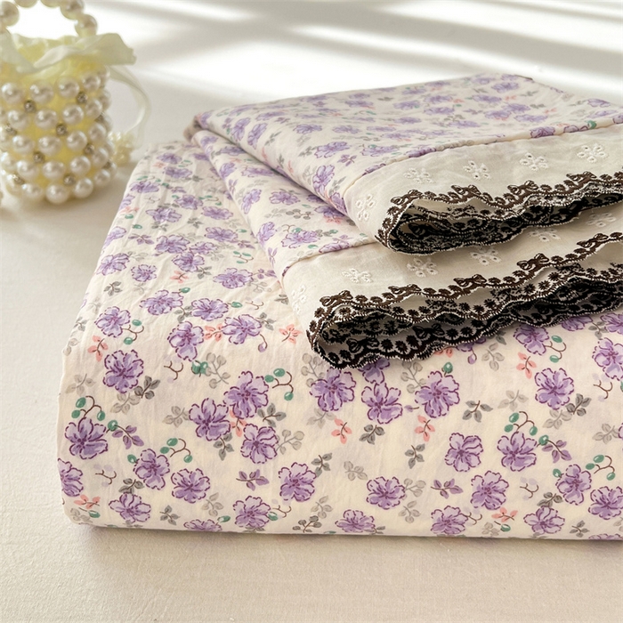 梦舒羽 2026新款A类云朵棉床单亲肤四季款席梦思床罩全包床单三件套 紫韵星野