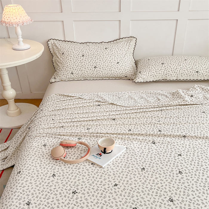 91家纺网 家纺一手货源 找家纺 梦舒羽 2026新款A类云朵棉床单亲肤四季款席梦思床罩全包床单三件套 花无意