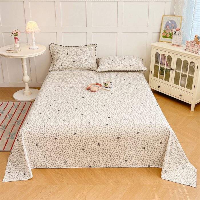 91家纺网 家纺一手货源 找家纺 梦舒羽 2026新款A类云朵棉床单亲肤四季款席梦思床罩全包床单三件套 花无意