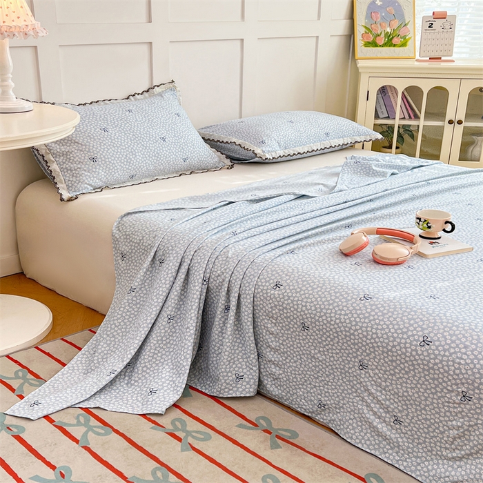 91家纺网 家纺一手货源 找家纺 梦舒羽 2026新款A类云朵棉床单亲肤四季款席梦思床罩全包床单三件套 花屿轻梦