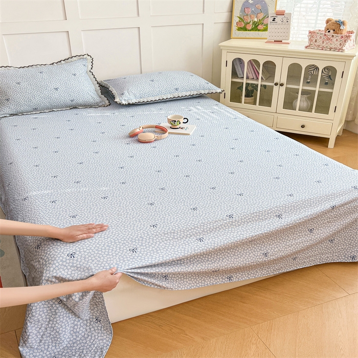 91家纺网 家纺一手货源 找家纺 梦舒羽 2026新款A类云朵棉床单亲肤四季款席梦思床罩全包床单三件套 花屿轻梦