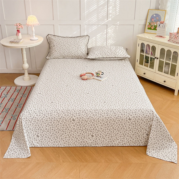 91家纺网 家纺一手货源 找家纺 梦舒羽 2026新款A类云朵棉床单亲肤四季款席梦思床罩全包床单三件套 花间迷离