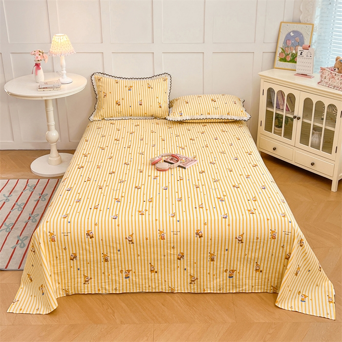 91家纺网 家纺一手货源 找家纺 梦舒羽 2026新款A类云朵棉床单亲肤四季款席梦思床罩全包床单三件套 小星愿