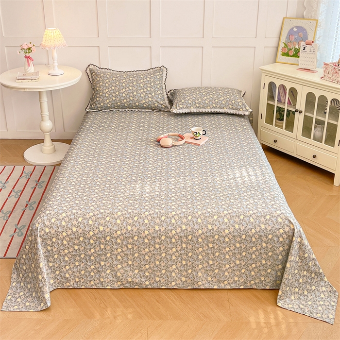 91家纺网 家纺一手货源 找家纺 梦舒羽 2026新款A类云朵棉床单亲肤四季款席梦思床罩全包床单三件套 海棠花开