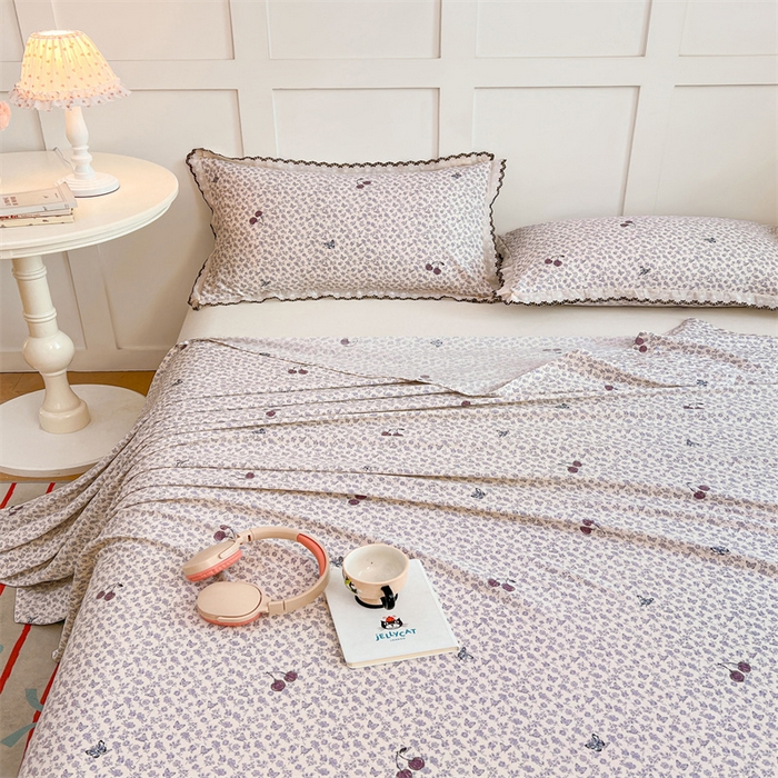 91家纺网 家纺一手货源 找家纺 梦舒羽 2026新款A类云朵棉床单亲肤四季款席梦思床罩全包床单三件套 蝴蝶梦境