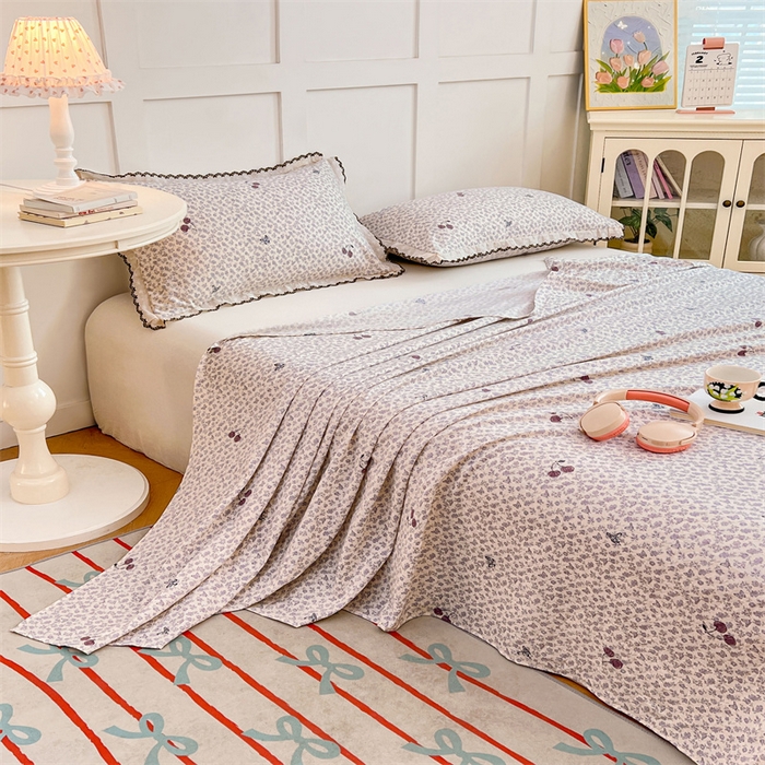 91家纺网 家纺一手货源 找家纺 梦舒羽 2026新款A类云朵棉床单亲肤四季款席梦思床罩全包床单三件套 蝴蝶梦境