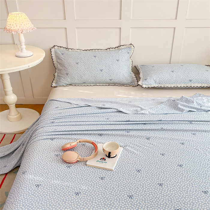 91家纺网 家纺一手货源 找家纺 梦舒羽 2026新款A类云朵棉床单亲肤四季款席梦思床罩全包床单三件套 花屿轻梦